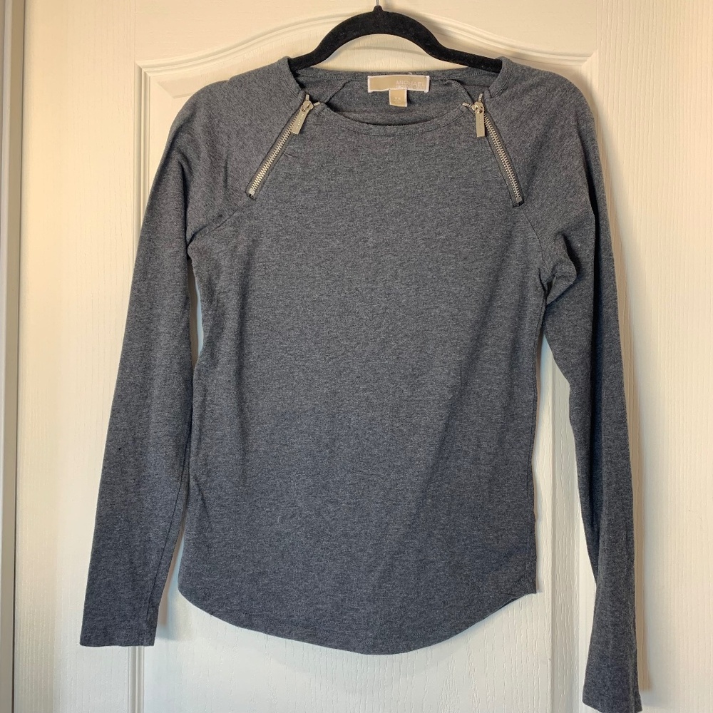 Michael Michael Kors Essential Long Sleeve Top – X-Small –‎ Grey